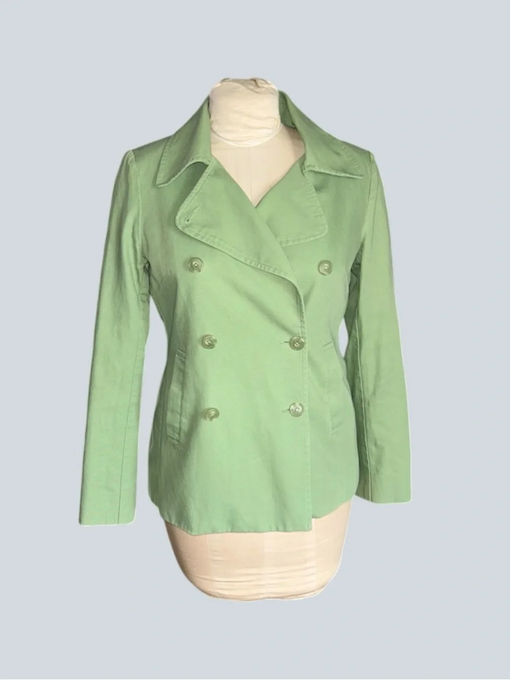 J. Crew Women’s Green Cotton Double Breasted Pea Coat Lined Size M Vintage Y2K - Picture 8 of 8